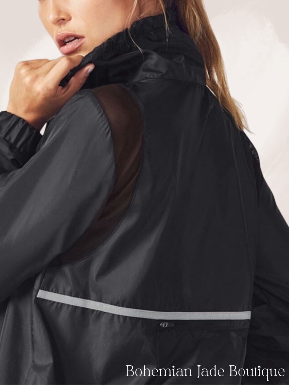 Fabletics Ziva Half Zip Windbreaker Jacket Women’s XS Black Reflective Anorak - Picture 2 of 7